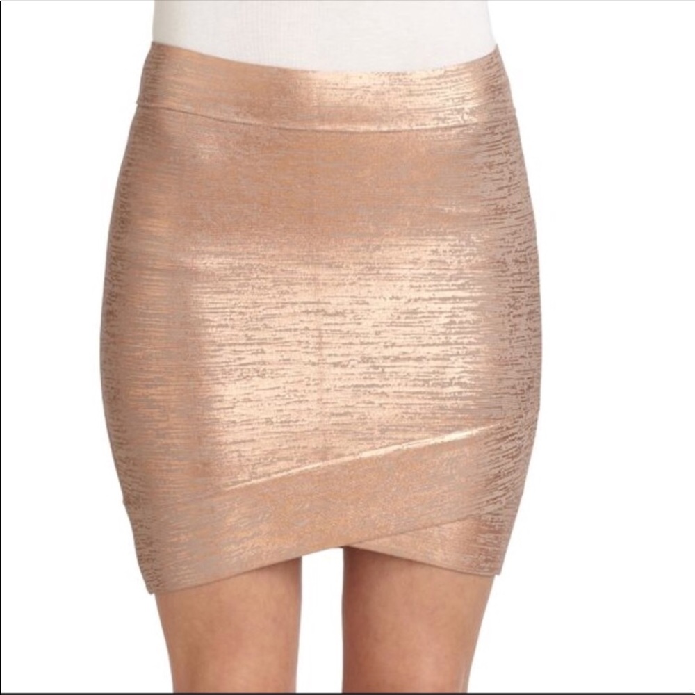 New! Metallic rose gold bandage skirt BCBG